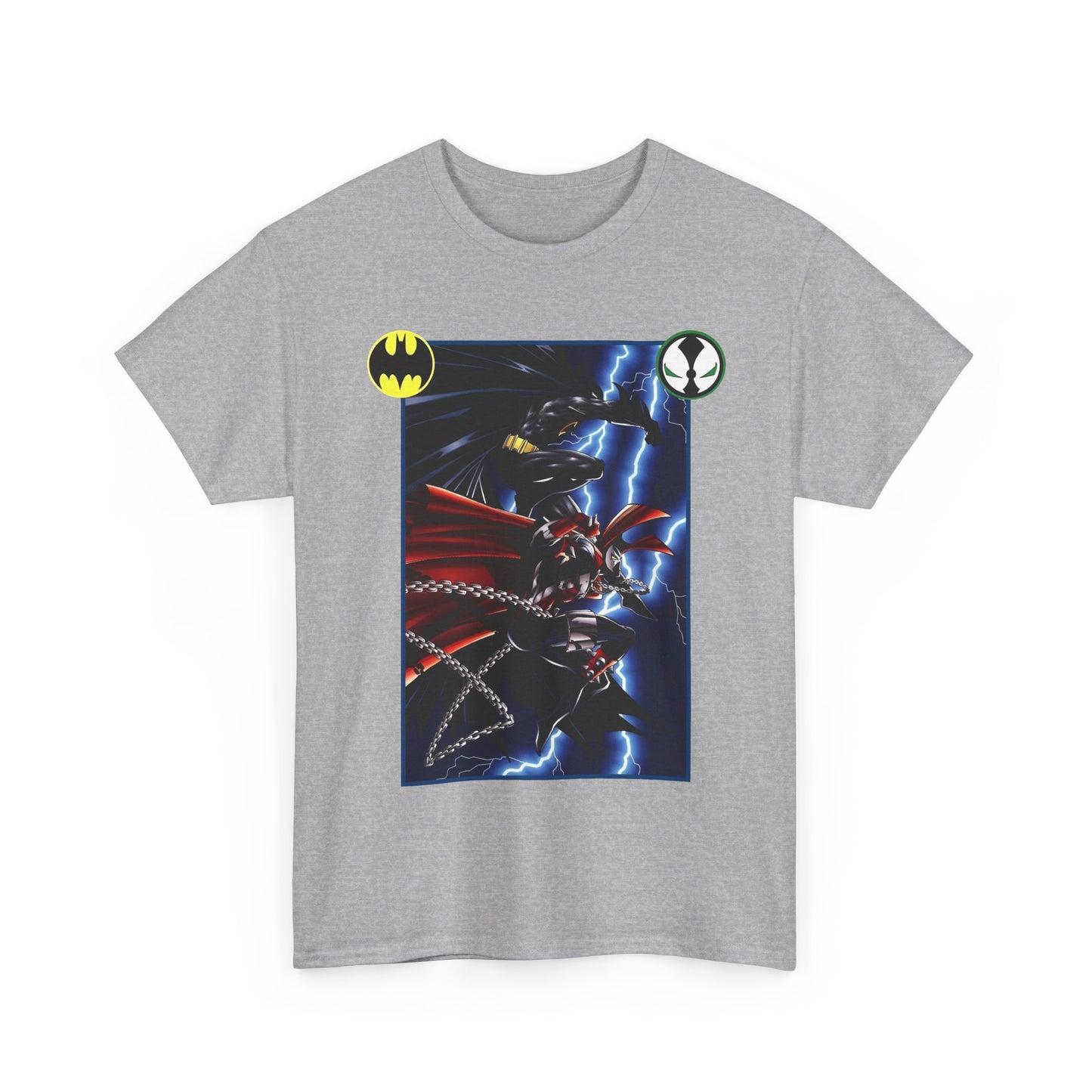 Batman & Spawn T-Shirt - Todd McFarlane Art - Gotham City, Frank Miller Story - DC Comics & Image Comics