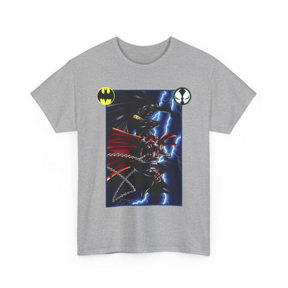 Batman & Spawn T-Shirt - Todd McFarlane Art - Gotham City, Frank Miller Story - DC Comics & Image Comics