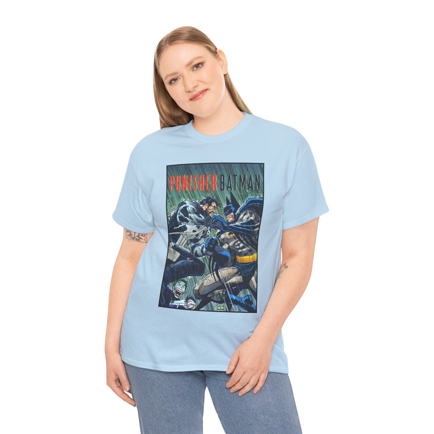 Punisher/Batman T-Shirt - John Romita Jr Art - Deadly Knights, Joker - DC Comics/Marvel Comics