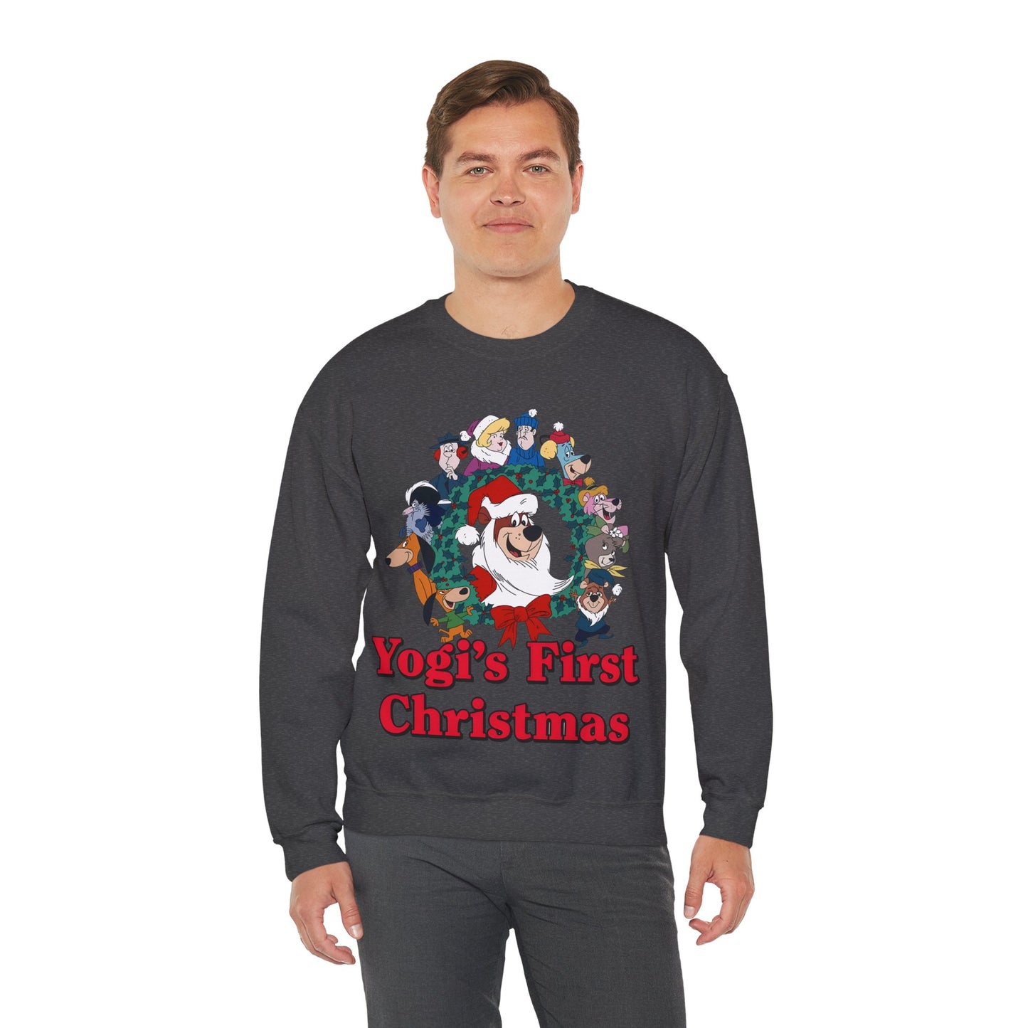 Yogi's First Christmas Crewneck Sweatshirt - Hanna-Barbera TV Holiday Special - Snagglepuss, Huckleberry Hound, Ranger Smith