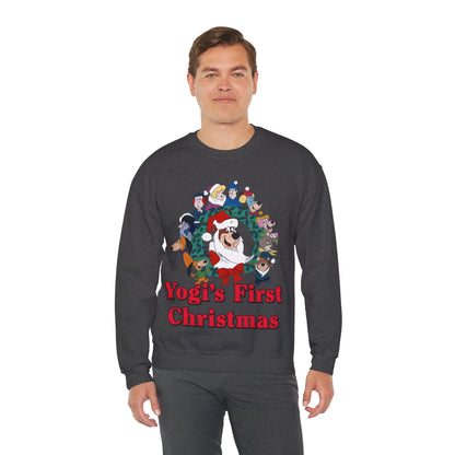 Yogi's First Christmas Crewneck Sweatshirt - Hanna-Barbera TV Holiday Special - Snagglepuss, Huckleberry Hound, Ranger Smith