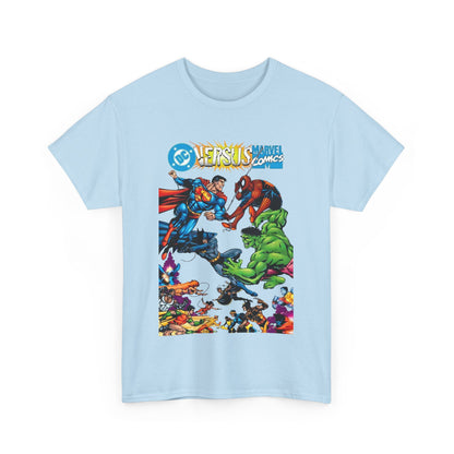 DC Comics Vs Marvel Comics T-Shirt - George Perez Art - Superman, Hulk, Batman, Spider-man, X-Men, New Teen Titans