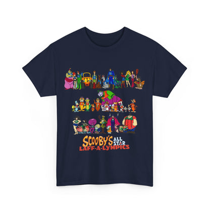 Scooby's All-Star Laff-A-Lympics T-Shirt - Hanna-Barbera Cartoon - Speed Buggy, Yogi Bear, Grape Ape, Scooby Dum, Shaggy, Wally Gator