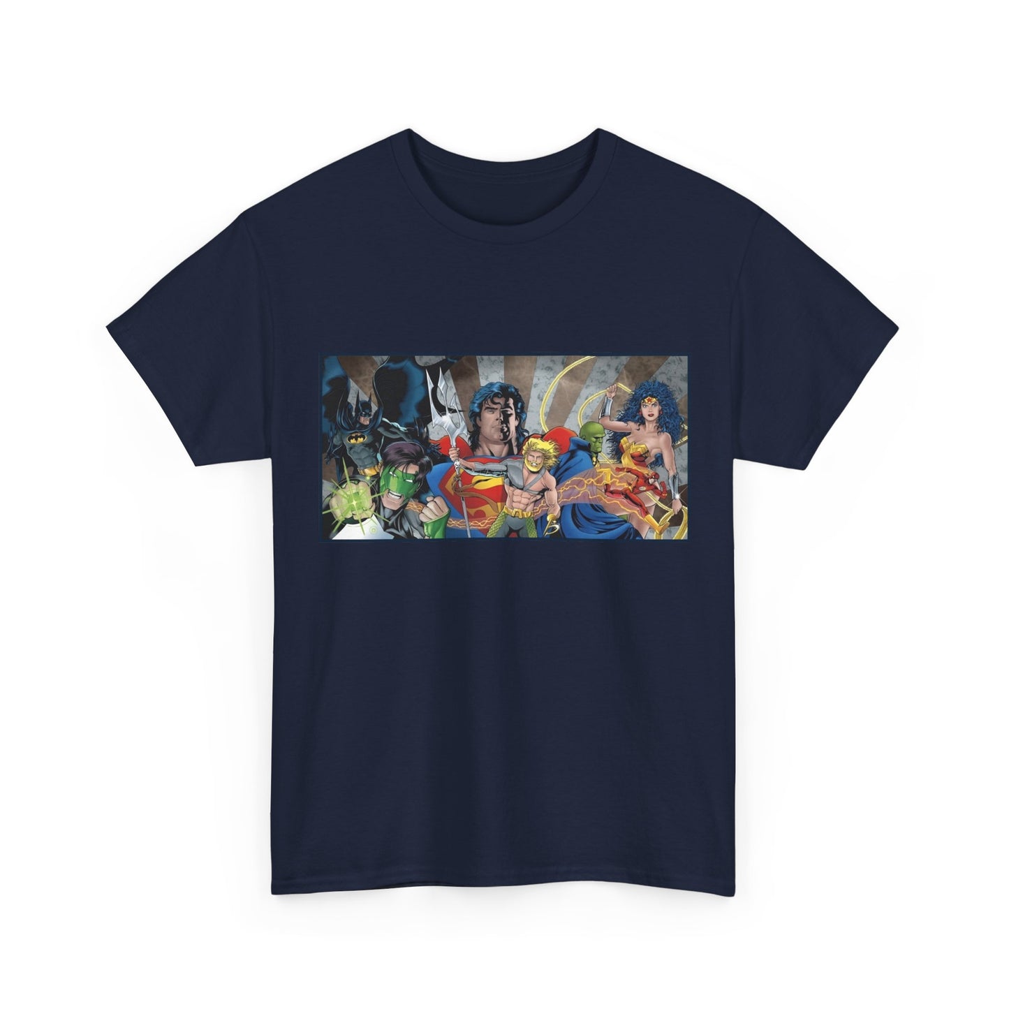 Justice League T-Shirt - Kevin Maguire Art - Superman, Wonder Woman, Flash, Aquaman, Green Lantern - DC Comics