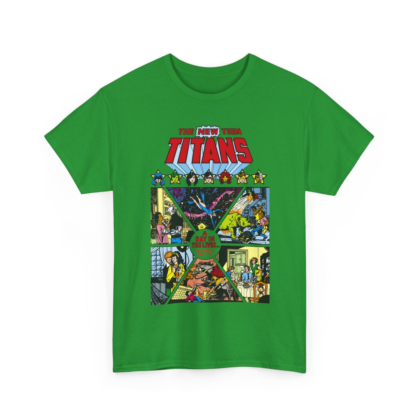 New Teen Titans T-Shirt - George Perez Art - #8 Cover - A Day in the Life - Robin, Wonder Girl, Cyborg, Starfire, Raven, Changeling, Kid Flash - DC Comics