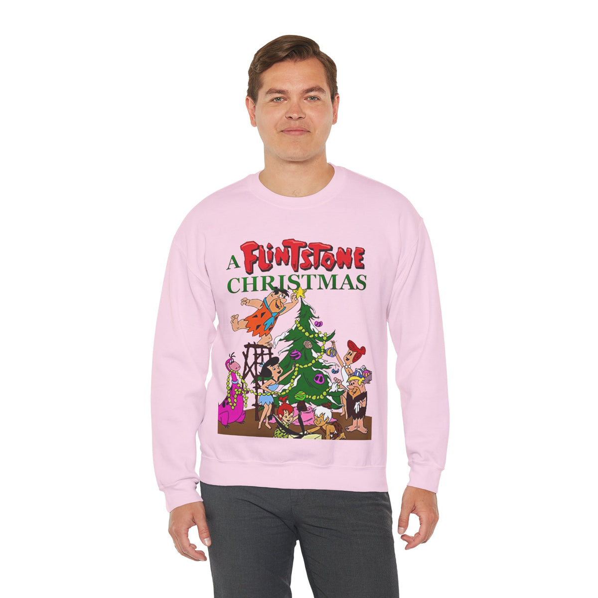 Flintstones Christmas Heavy Blend Crewneck Sweatshirt - Fred, Wilma, Barney, Betty