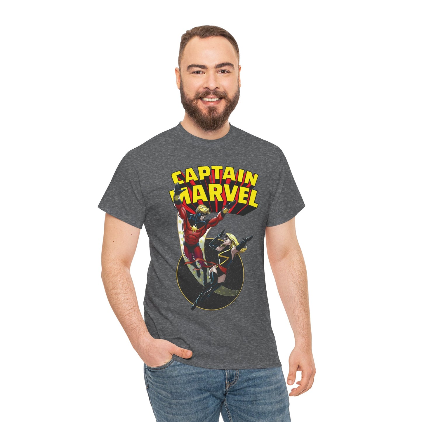 Captain Marvel T-Shirt - George Perez Art - Mar-Vell & Carol Danvers - Kree Empire - Marvel Comics