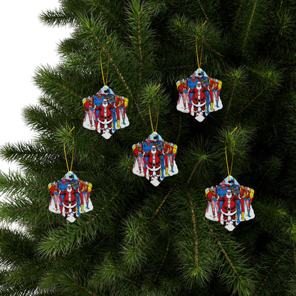 DC Comics Christmas Ceramic Ornaments, 2-Side Print, (3pcs, 5pcs, 10pcs) - Superman, Batman, Teen Titans, Santa Claus