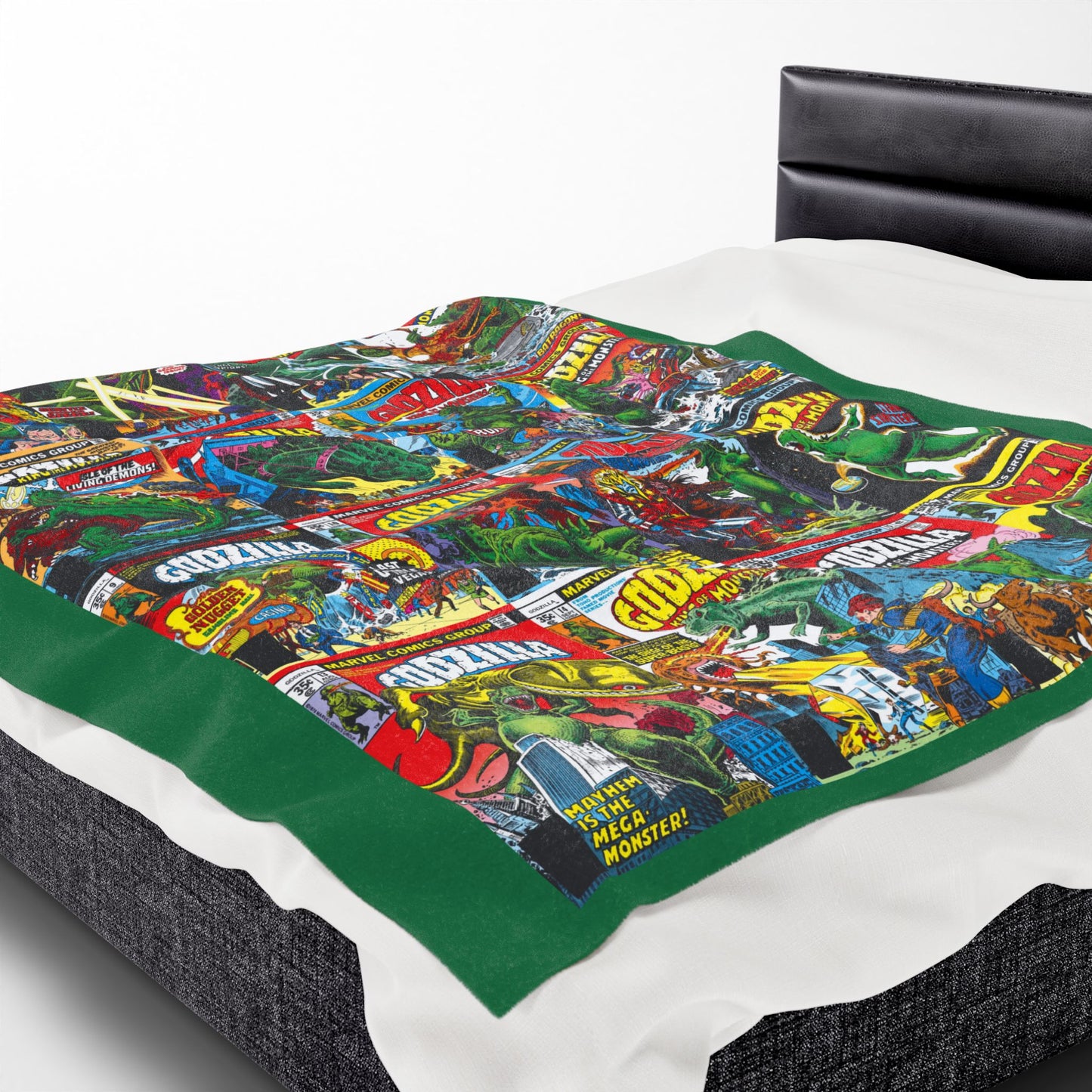 Godzilla King of the Monsters Velveteen Plush Blanket 60x80" - Original Marvel Comics Covers from the 1970s - Soft & Comfy