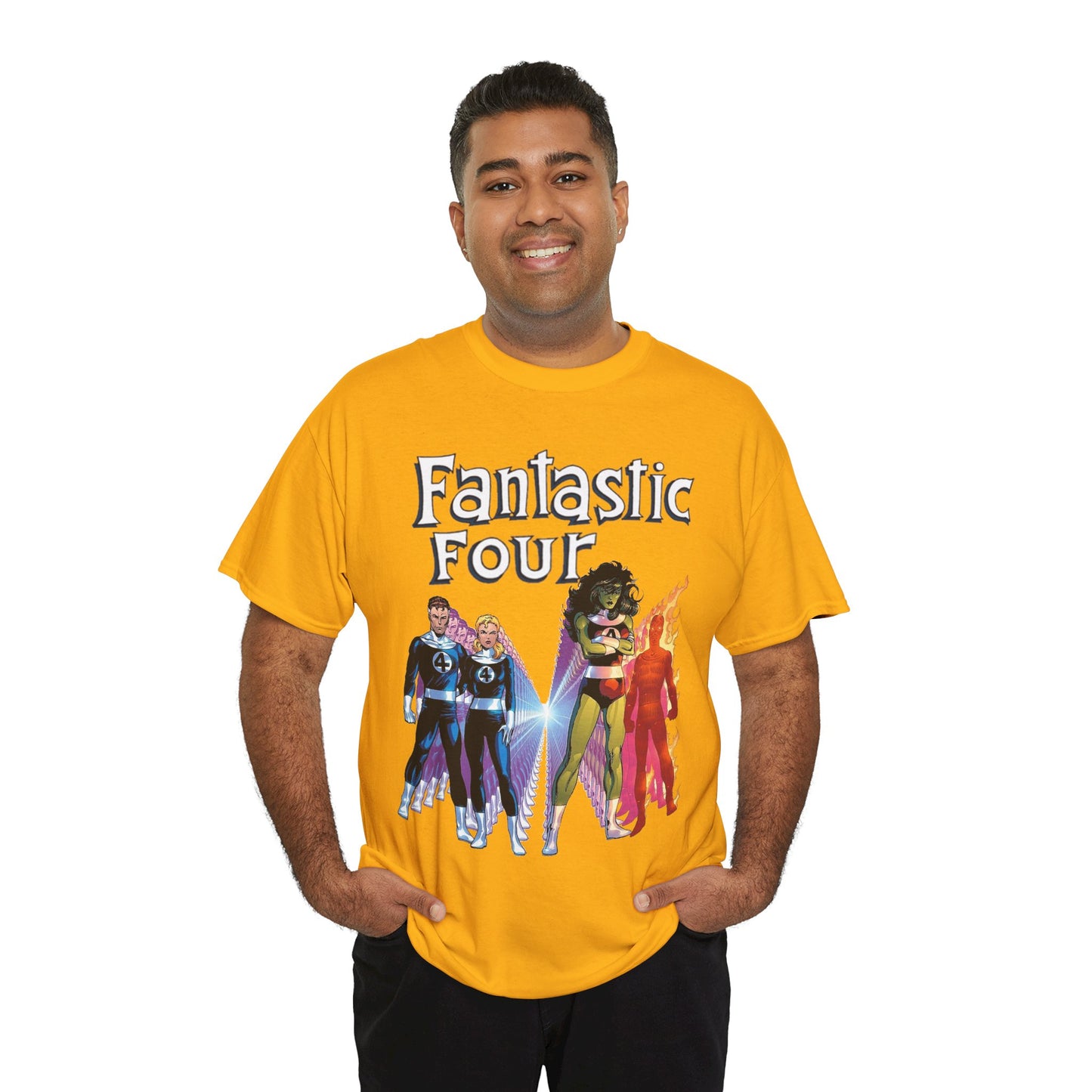 Fantastic Four T-Shirt - John Byrne Art - She-Hulk, Reed Richards, Human Torch, Invisible Woman - Marvel Comics