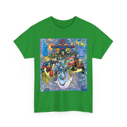 Marvel Cosmic Heroes T-Shirt - Silver Surfer, Captain Marvel, Adam Warlock, Quasar, Nova, Galactus, Jack of Hearts, Moondragon, Thanos