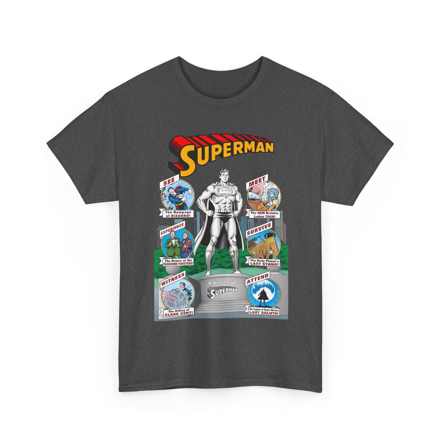 Superman T-Shirt - Curt Swan Art - Whatever Happened to the Man of Tomorrow? - Brainiac, Lex Luthor, Bizarro, Toyman, Daily Planet - Alan Moore Story - DC Comics