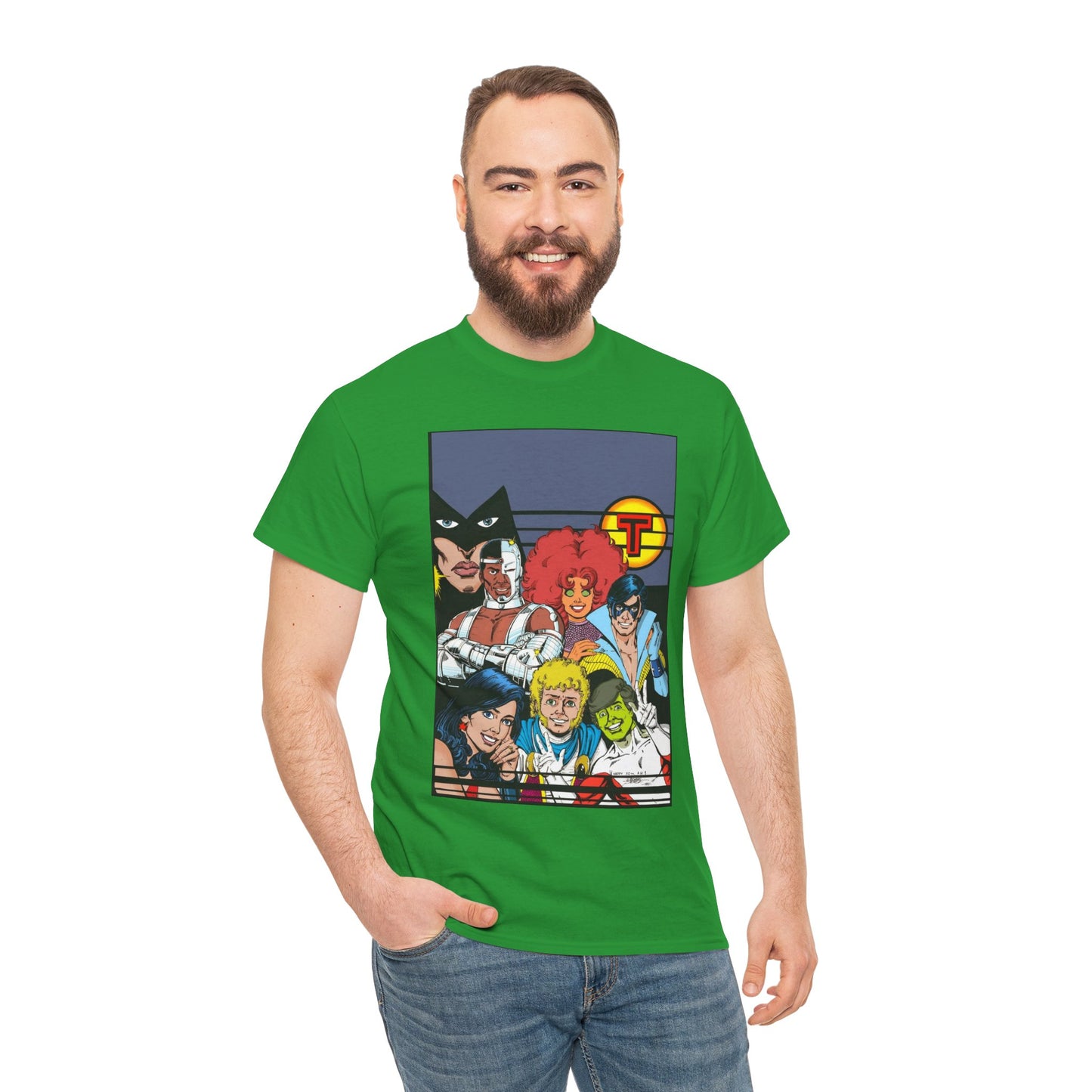 New Teen Titans T-Shirt - George Perez Painted Art - Nightwing, Wonder Girl, Raven, Jericho, Cyborg, Starfire, Changeling - DC Comics