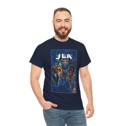 JLA T-Shirt - Doug Mahnke Art - Superman, Batman, Wonder Woman, Aquaman, Green Lantern, Flash, Martian Manhunter - DC Comics