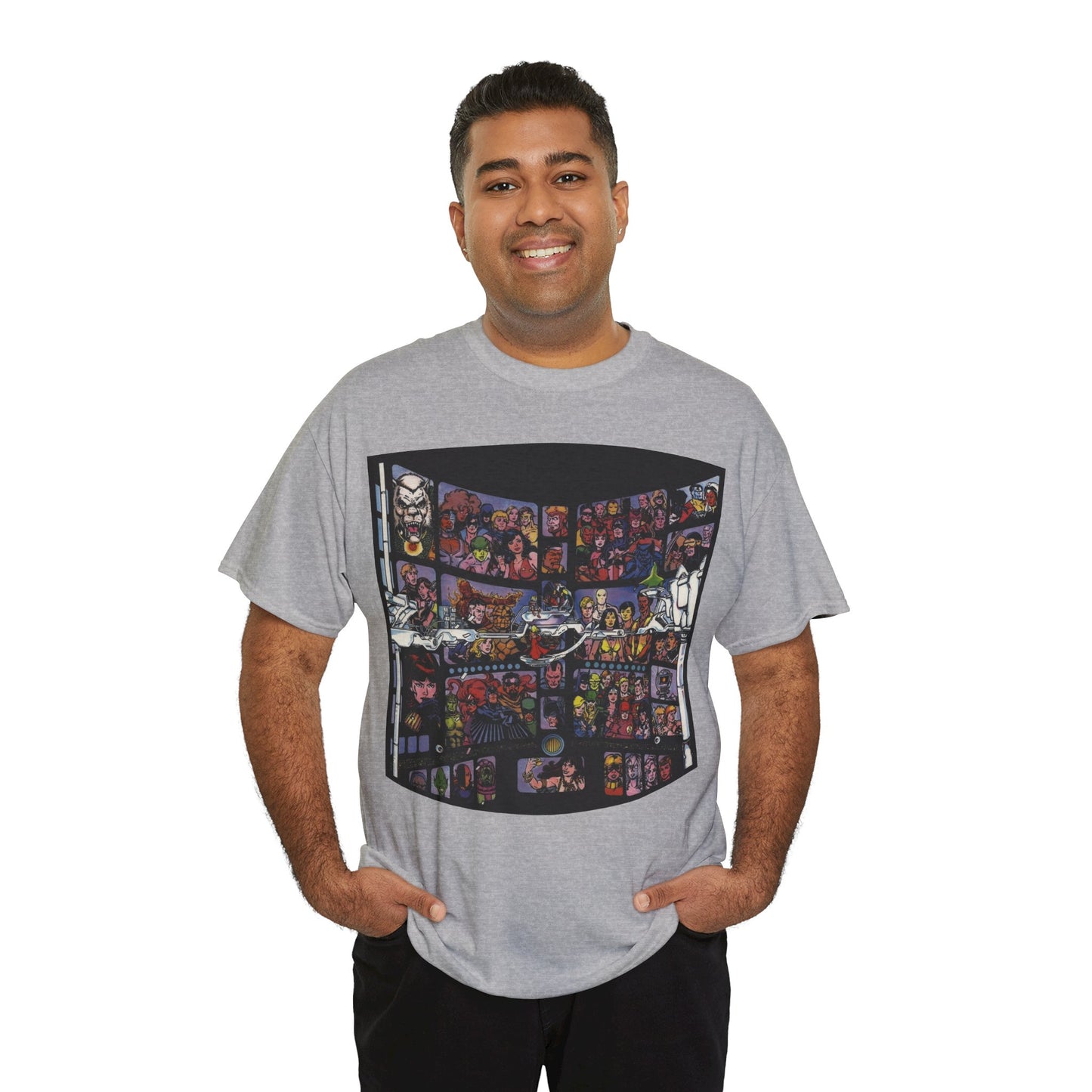 Focus on George Perez T-Shirt - Monitor, New Teen Titans, Avengers, Fantastic Four - DC & Marvel Comics - Note: Black Tee is a Negative Space Piece and is Borderless