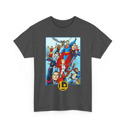 Legion of Super-Heroes T-Shirt - Gary Frank Art - Superman, Saturn Girl, Cosmic Boy, Dawnstar, Brainiac 5, Phantom Girl, Wildfire, Blok, Lightning Lad, Timber Wolf - LOSH - DC Comics