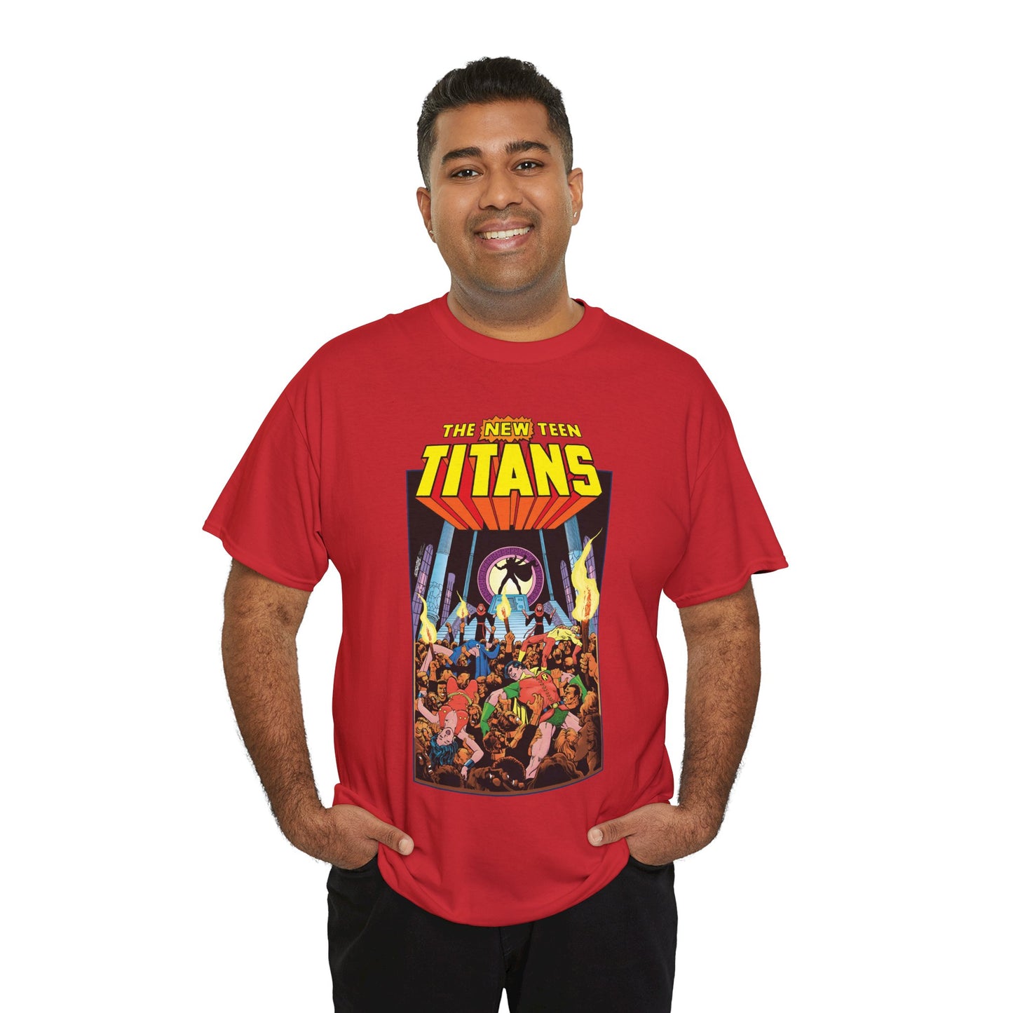 New Teen Titans T-Shirt - George Perez Art - #22 Cover - Wonder Girl, Robin, Raven, Kid Flash - Brother Blood Story - DC Comics