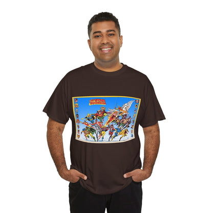 All-Star Squadron T-Shirt - Jerry Ordway Art - JSA Connection - Firebrand, Robotman, Amazing Man, Shining Knight, Tarantula, Dr Fate - Retro 1980s Series - DC Comics