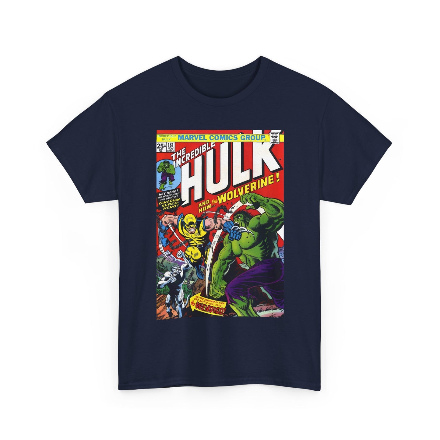 Incredible Hulk #181 T-Shirt - First Appearance of Wolverine - Vs The Wendigo - Marvel Comics