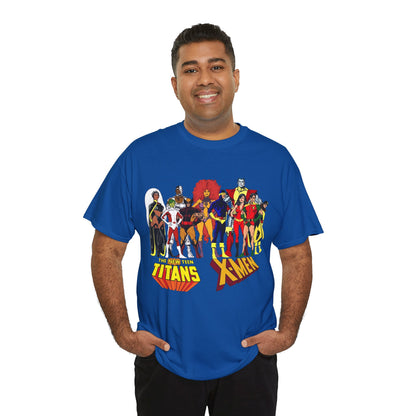 Uncanny X-Men & New Teen Titans T-Shirt - Wolverine, Cyclops, Storm, Wonder Girl, Robin, Cyborg, Raven - Phil Jimenez Art - DC Comics/Marvel Comics Crossover