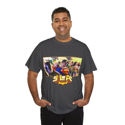 JLA T-Shirt - Alex Ross Art - Superman, Batman, Wonder Woman, Hawkman, Green Lantern, Black Canary, Flash, Martian Manhunter, Green Arrow - Justice League - DC Comics