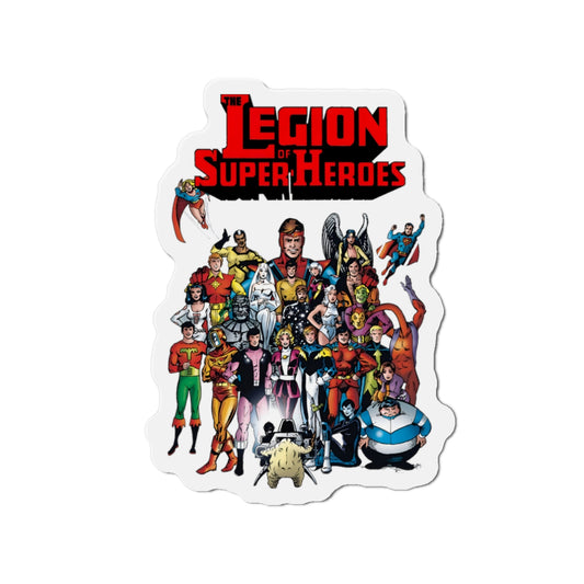 Legion of Super-Heroes Die-Cut Magnet - #300 Cover Art - Lightning Lad, Saturn Girl, Cosmic Boy, Superboy, Supergirl, Wildfire, Dream Girl, Bouncing Boy, Brainiac 5 - DC Comics - 3", 4", 5", 6"