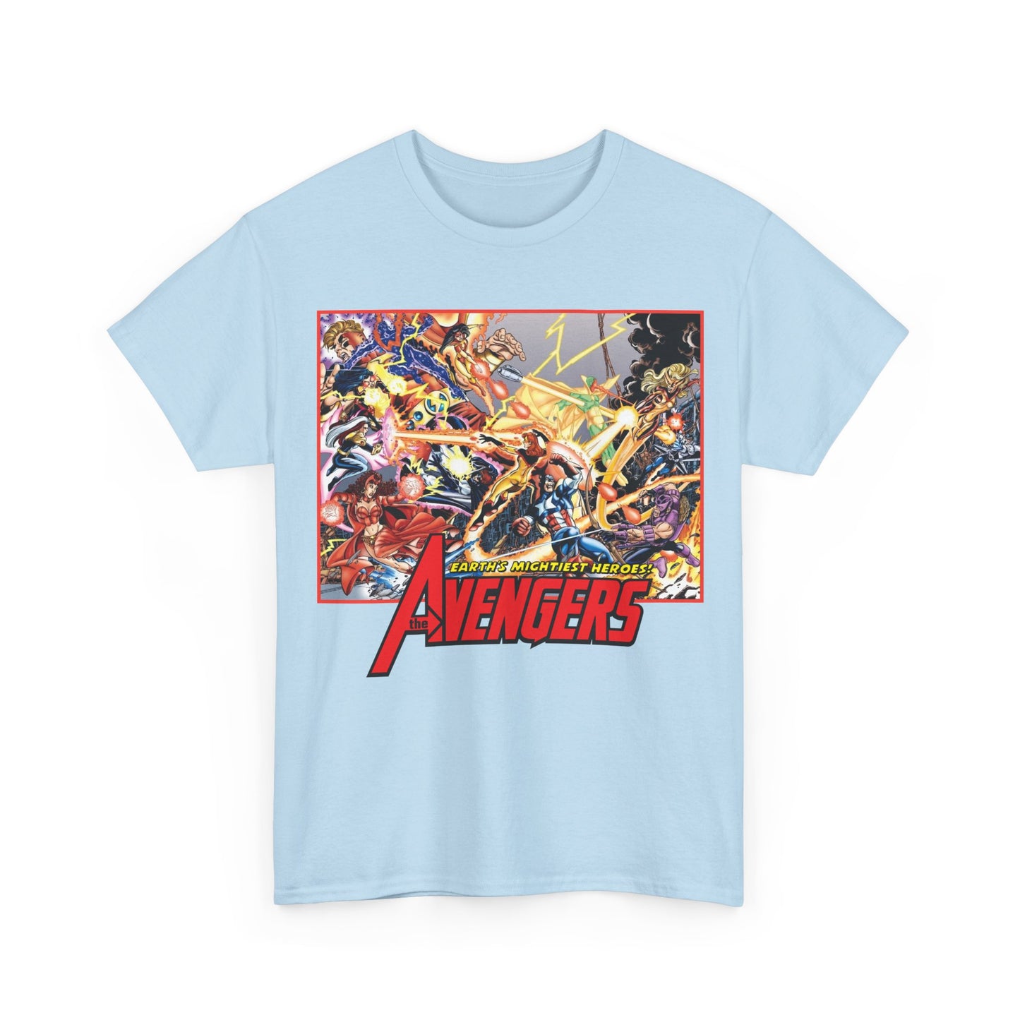 Avengers Vs Thunderbolts T-Shirt - George Perez Art - Captain America, Iron Man, Wonder Man, Scarlet Witch, Hawkeye, Citizen V, MACH-1, Techno, Atlas, Songbird - Marvel Comics