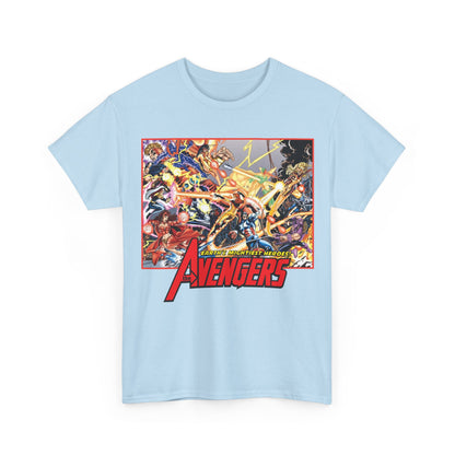 Avengers Vs Thunderbolts T-Shirt - George Perez Art - Captain America, Iron Man, Wonder Man, Scarlet Witch, Hawkeye, Citizen V, MACH-1, Techno, Atlas, Songbird - Marvel Comics