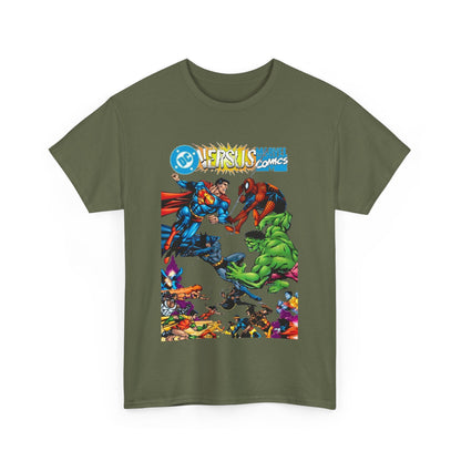 DC Comics Vs Marvel Comics T-Shirt - George Perez Art - Superman, Hulk, Batman, Spider-man, X-Men, New Teen Titans