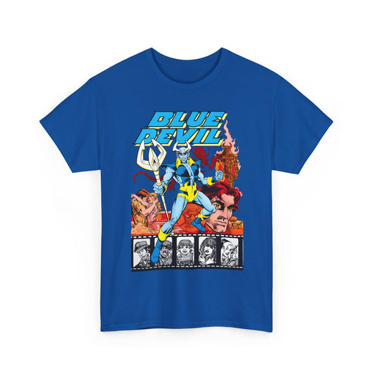 Blue Devil T-Shirt -  Dan Mishkin, Gary Cohn, & Paris Cullins - Dan Cassidy, Hollywood Stuntman - 1980s DC Comics Series