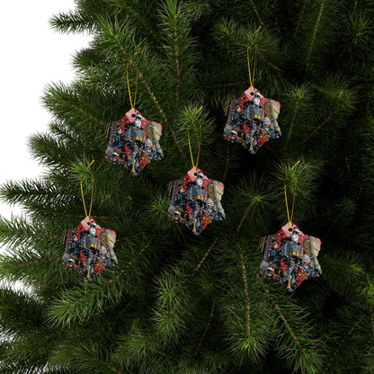 Batman Animated Series Christmas Ceramic Ornaments, 2-Side Print, (3pcs, 5pcs, 10pcs) - Nightwing, Robin, Batgirl - Gotham City