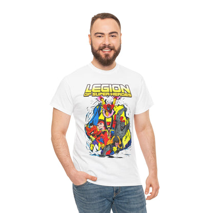 Legion of Super-Heroes T-Shirt - Mon-El, Colossal Kid, Wildfire, Dawnstar, Blok, Timber Wolf - LOSH - DC Comics