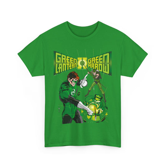 Green Lantern & Green Arrow T-Shirt - Neal Adams Art - Hal Jordan & Oliver Queen - Justice League Members - 1970s DC Comics