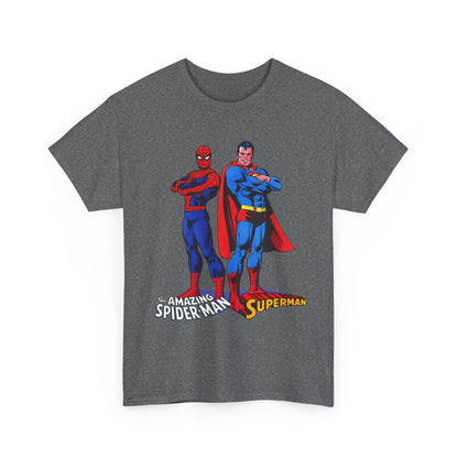 Amazing Spider-Man & Superman T-Shirt - Classic 1970s Marvel/DC Comics Crossover - Peter Parker & Clark Kent