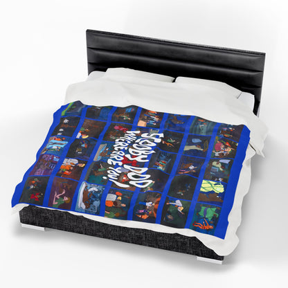 Scooby Doo, Where Are You? Velveteen Plush Blanket 60x80" - Fred, Velma, Daphne, Shaggy - Mystery, Inc - Hanna-Barbera Cartoon - Very Soft & Cozy