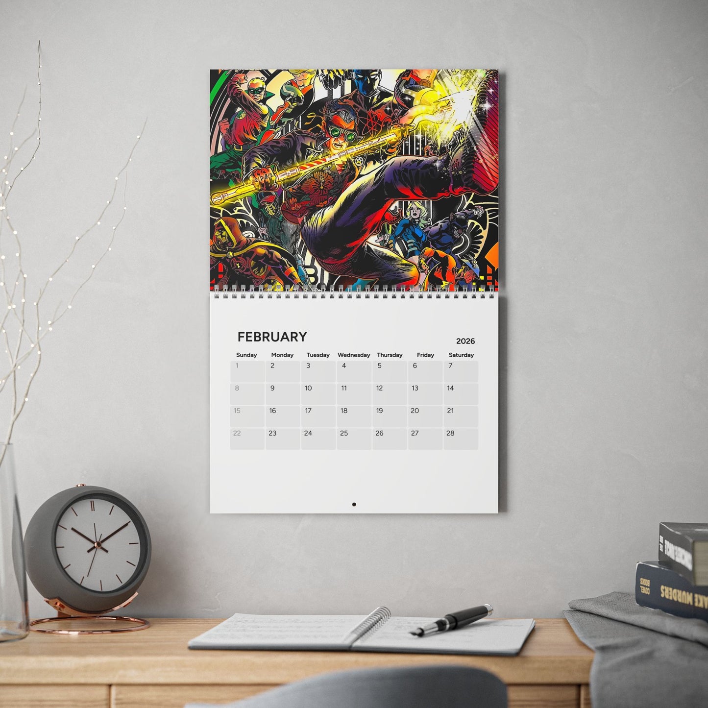 JSA Calendar (2026) - Justice Society of America - Dr Fate, Huntress, Hawkman, Green Lantern, Power Girl, Wildcat - DC Comics