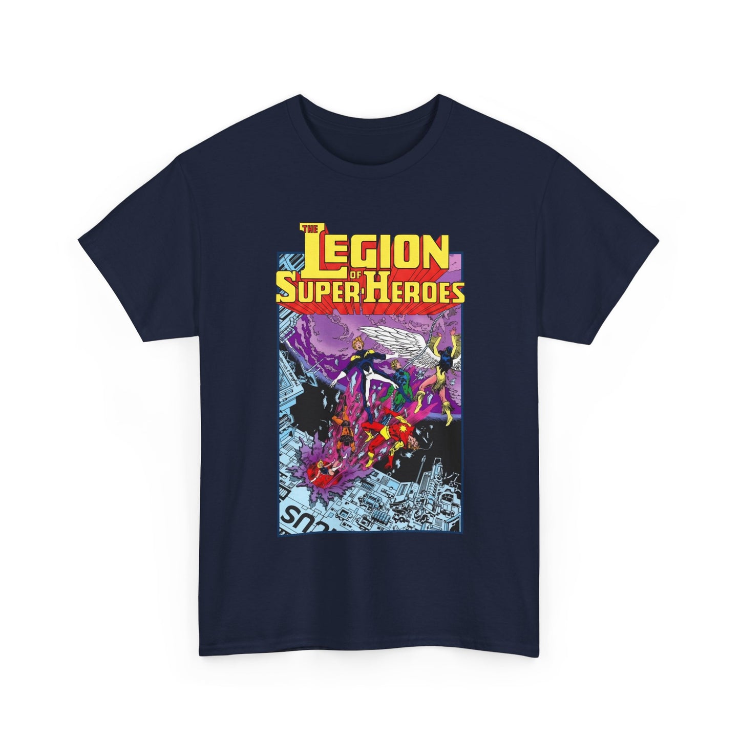 Legion of Super-Heroes T-Shirt - Pat Broderick Art - Timber Wolf, Lightning Lad, Wildfire, Dawnstar, Element Lad - LOSH - DC Comics