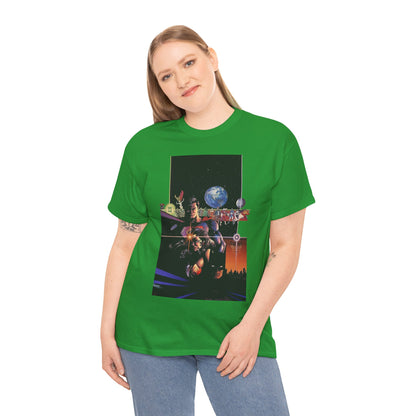 Crisis on Infinite Earths T-Shirt - George Perez Art - Superman, Batman, Wonder Woman, Captain Marvel, Blue Beetle, Kid Flash - Retro 1980s - DC Comics