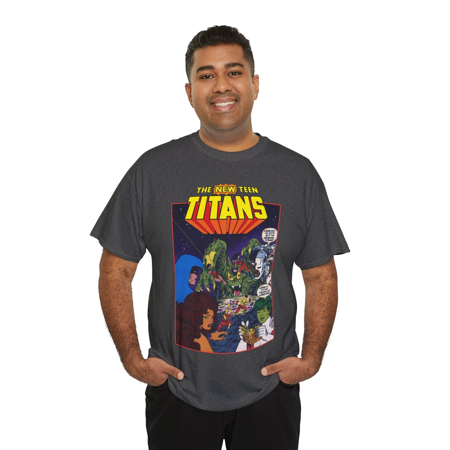 New Teen Titans T-Shirt - George Perez Art - 1980s DC Digest Artwork - Raven, Cyborg, Changeling, Starfire - DC Comics