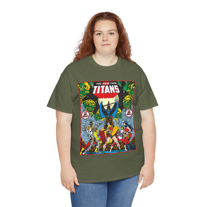 New Teen Titans T-Shirt - George Perez Art - #1 Splash Page - Robin, Starfire, Wonder Girl, Cyborg, Raven, Changeling, Kid Flash - DC Comics