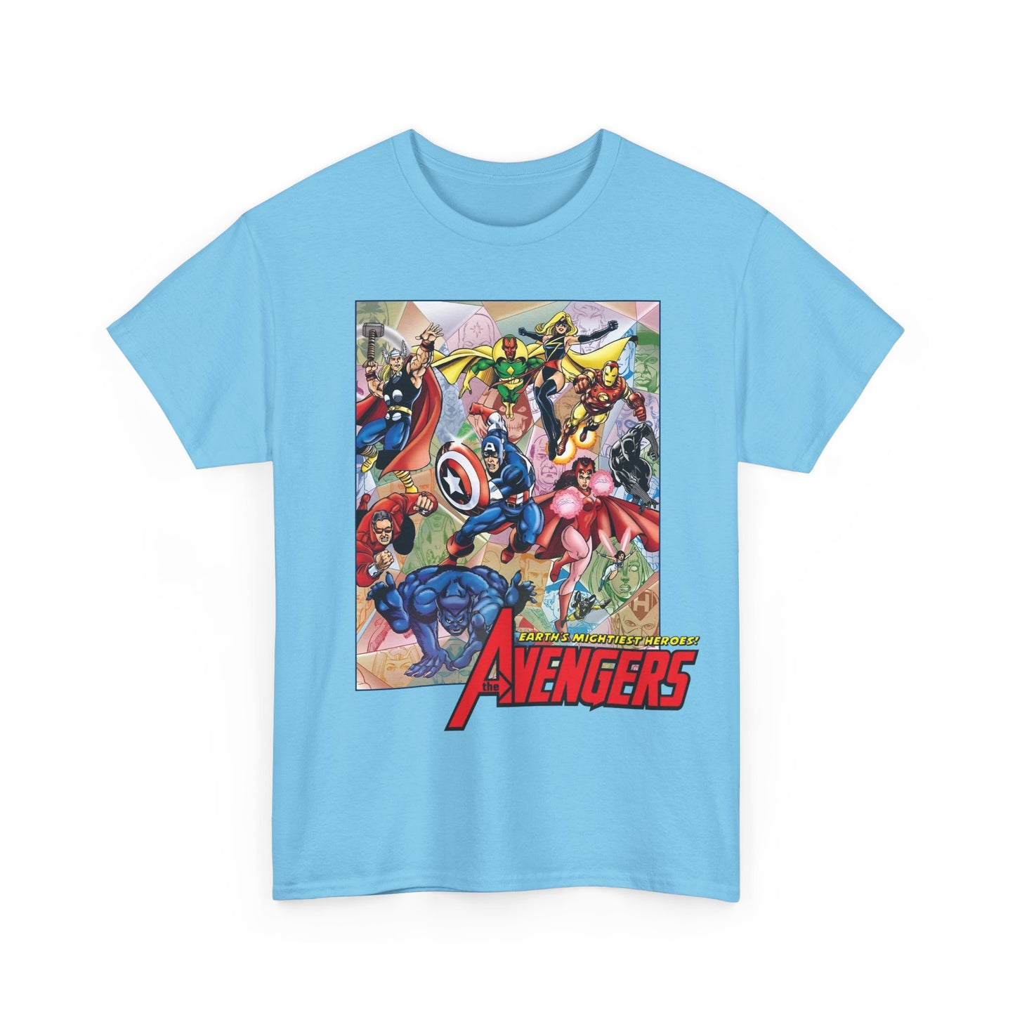 Avengers T-Shirt - George Perez Art - Captain America, Iron Man, Thor, Scarlet Witch, Black Panther, Wonder Man, Beast, Vision - Marvel Comics