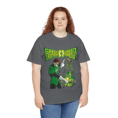 Green Lantern & Green Arrow T-Shirt - Neal Adams Art - Hal Jordan & Oliver Queen - Justice League Members - 1970s DC Comics