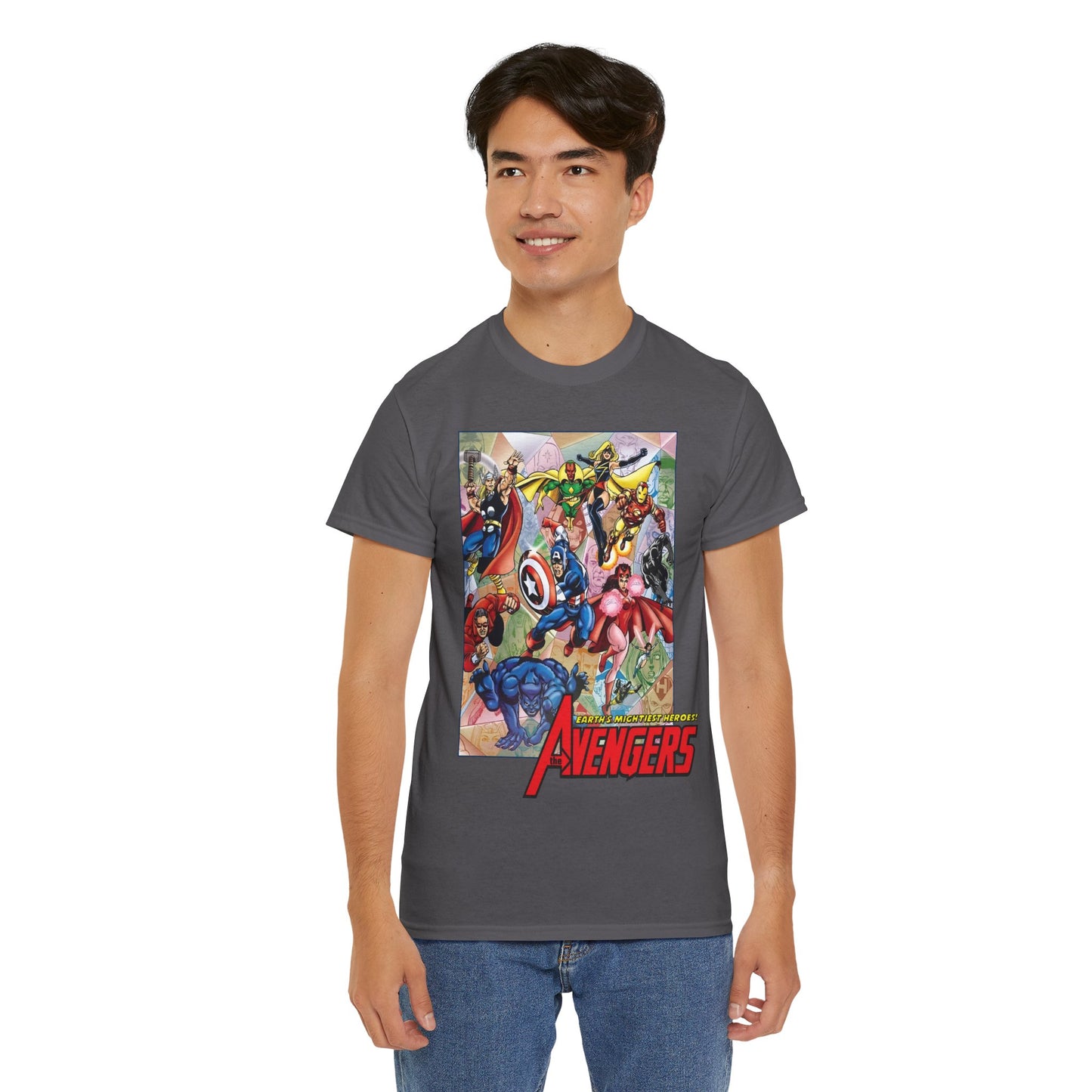 Avengers T-Shirt - George Perez Art - Captain America, Iron Man, Thor, Scarlet Witch, Black Panther, Wonder Man, Beast, Vision - Marvel Comics
