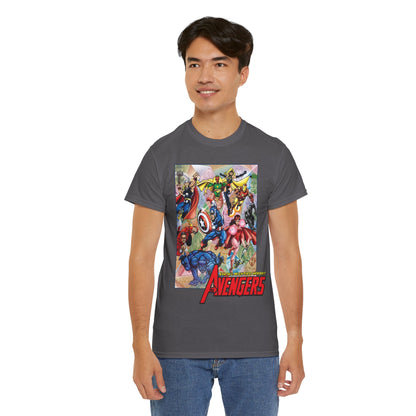 Avengers T-Shirt - George Perez Art - Captain America, Iron Man, Thor, Scarlet Witch, Black Panther, Wonder Man, Beast, Vision - Marvel Comics