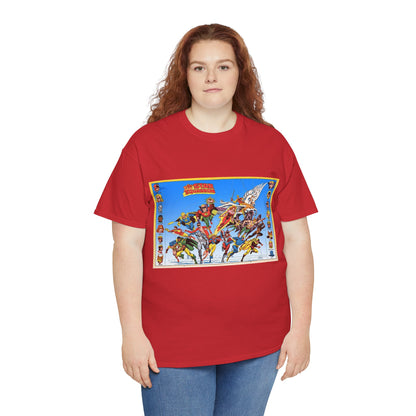 All-Star Squadron T-Shirt - Jerry Ordway Art - JSA Connection - Firebrand, Robotman, Amazing Man, Shining Knight, Tarantula, Dr Fate - Retro 1980s Series - DC Comics