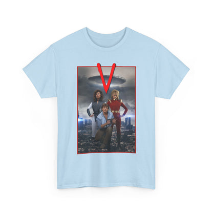 V T-Shirt - Visitors 1983 NBC Sci-Fi Aliens Series - Mike Donovan, Diana, Lydia