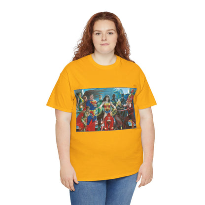 Justice League T-Shirt - Alex Ross Art - Superman, Wonder Woman, Batman, Flash, Black Canary, Vixen, Black Lightning, Green Lantern, Geo-Force, Red Tornado - DC Comics