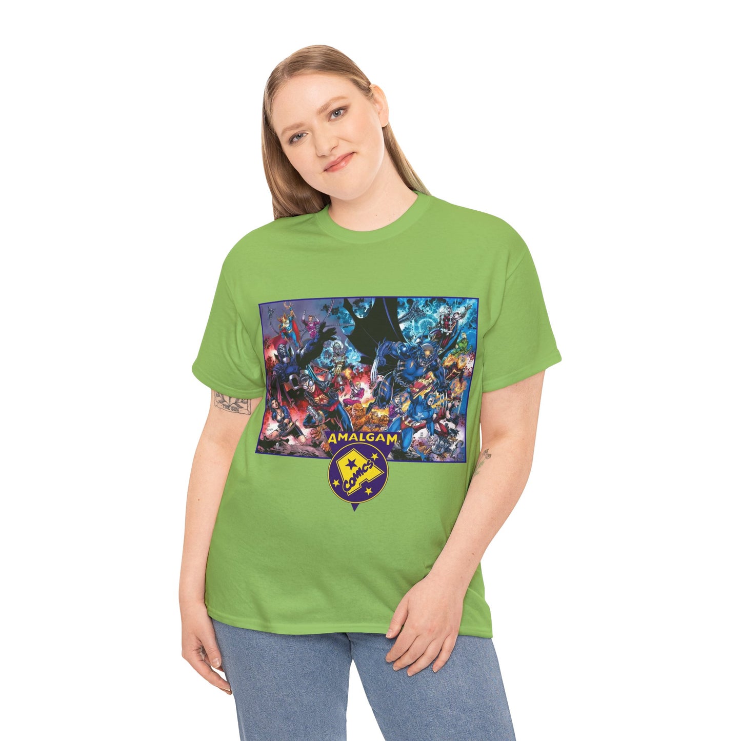 Amalgam T-Shirt - DC Vs Marvel Comics - 1990s - Jim Lee Art - Dark Claw, Amazon, Super Soldier, Spiderboy, Speed Demon