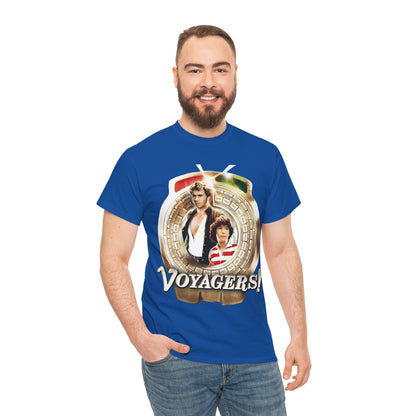 Voyagers T-Shirt - Jon-Erik Hexum, Meeno Peluce - Omni - Popular 1980s Time Travel TV Show - Cult Classic