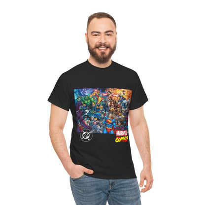 DC Vs Marvel T-Shirt - Jim Lee Art - Batman, Superman, Spider-Man, Wolverine, Wonder Woman, Daredevil, Hulk, Captain America, Deathstroke, Storm, Colossus - DC Comics, Marvel Comics Crossover